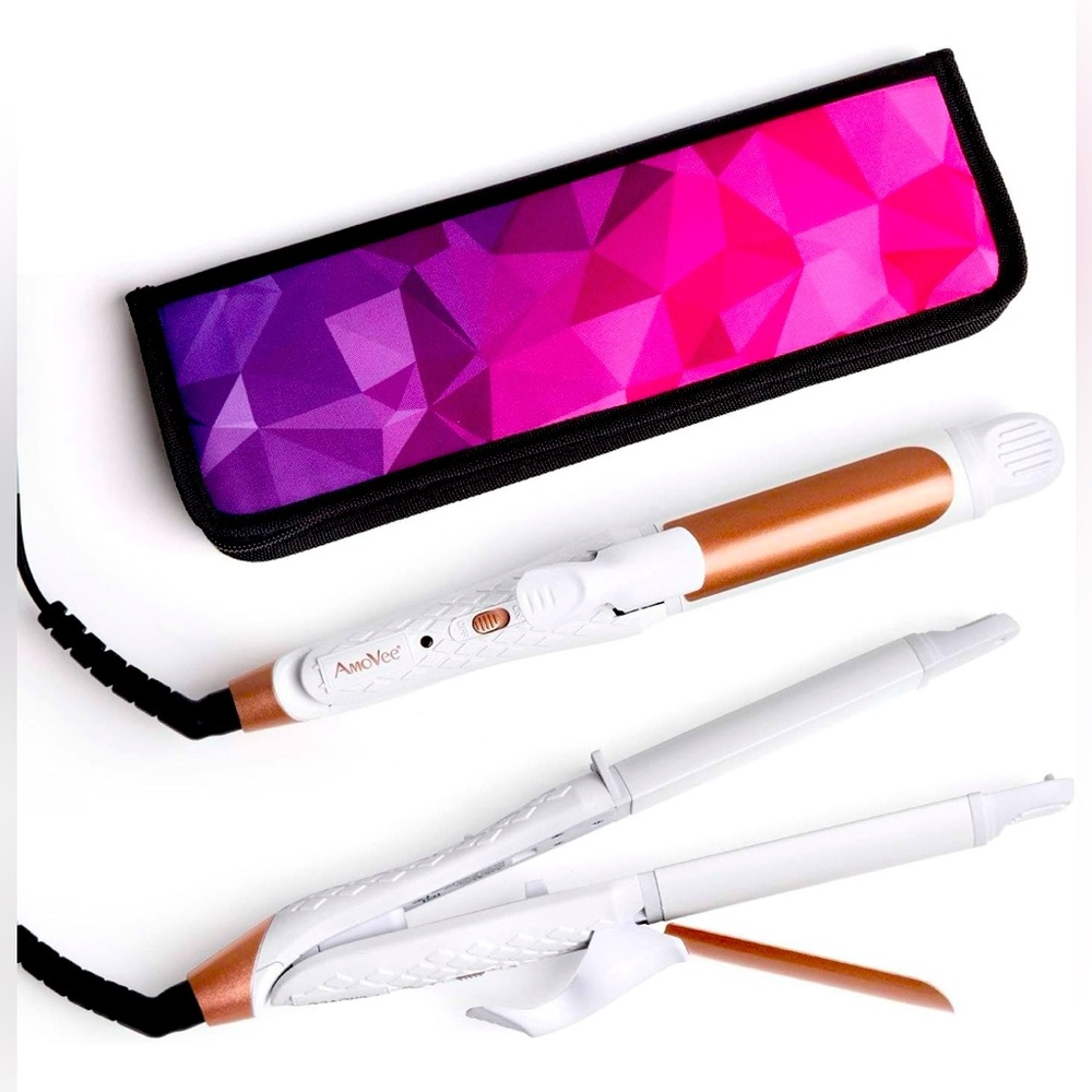 NEW AmoVee 2 in 1 Titanium Curling Iron & Hair Straightener - Flat Iron & Curler